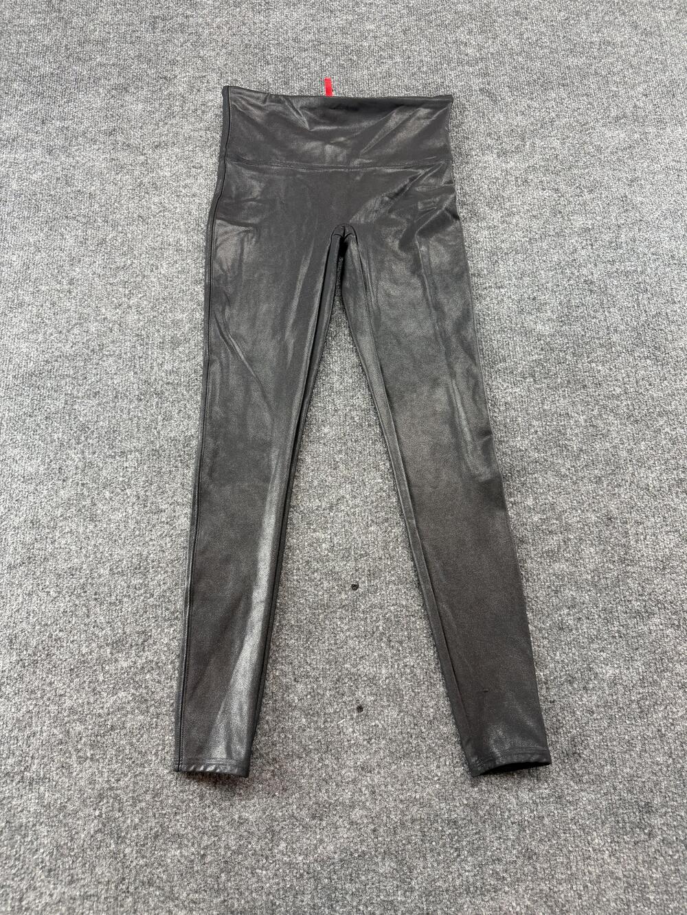 Spanx Leggings Womens M Black Faux Leather High Rise Ankle Shaping Stretch Pants